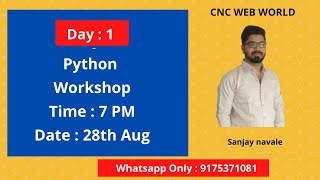 Day 1 | Python Training by Sanjay Navale | CNC WEB WORLD Wealth