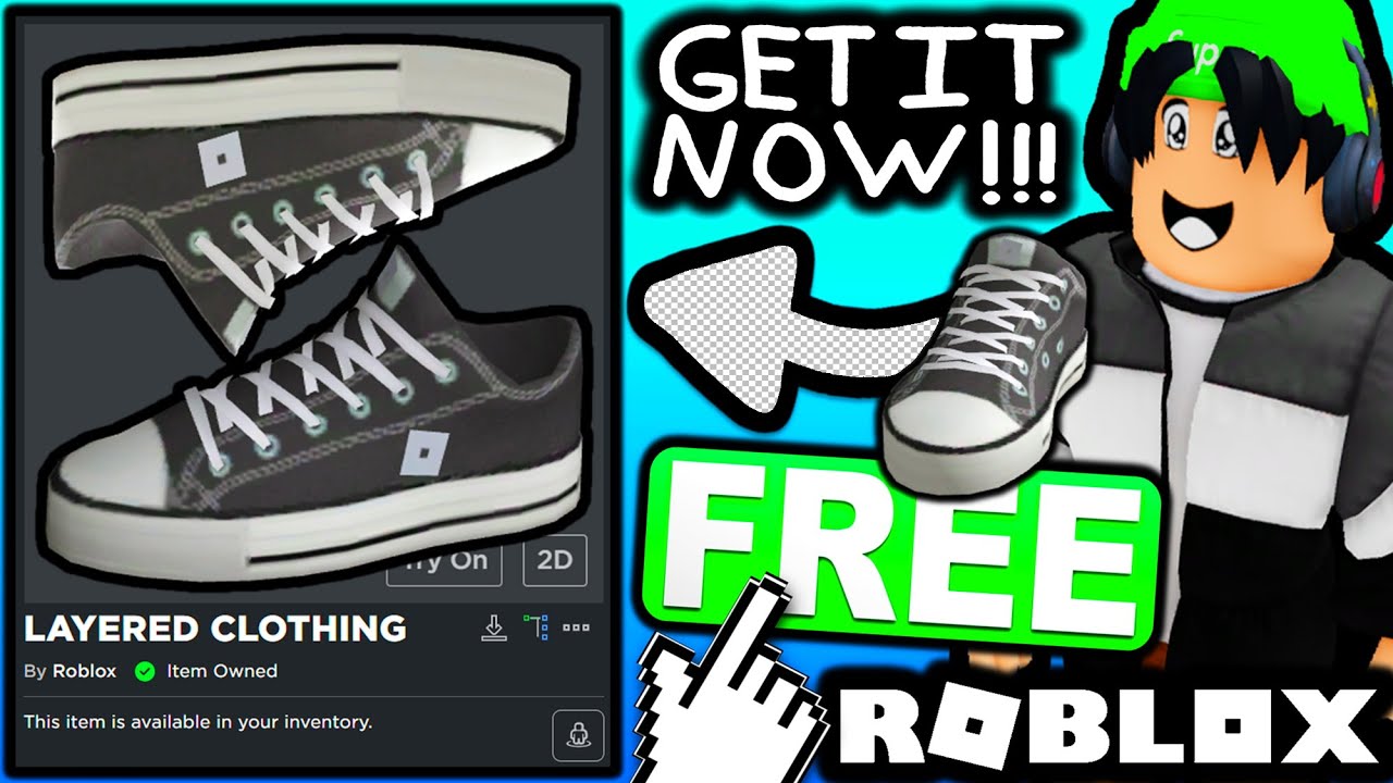 FREE ACCESSORY! HOW TO GET Roblox Sneakers - Gray! (ROBLOX LAYERED CLOTHING  SHOES) - YouTube