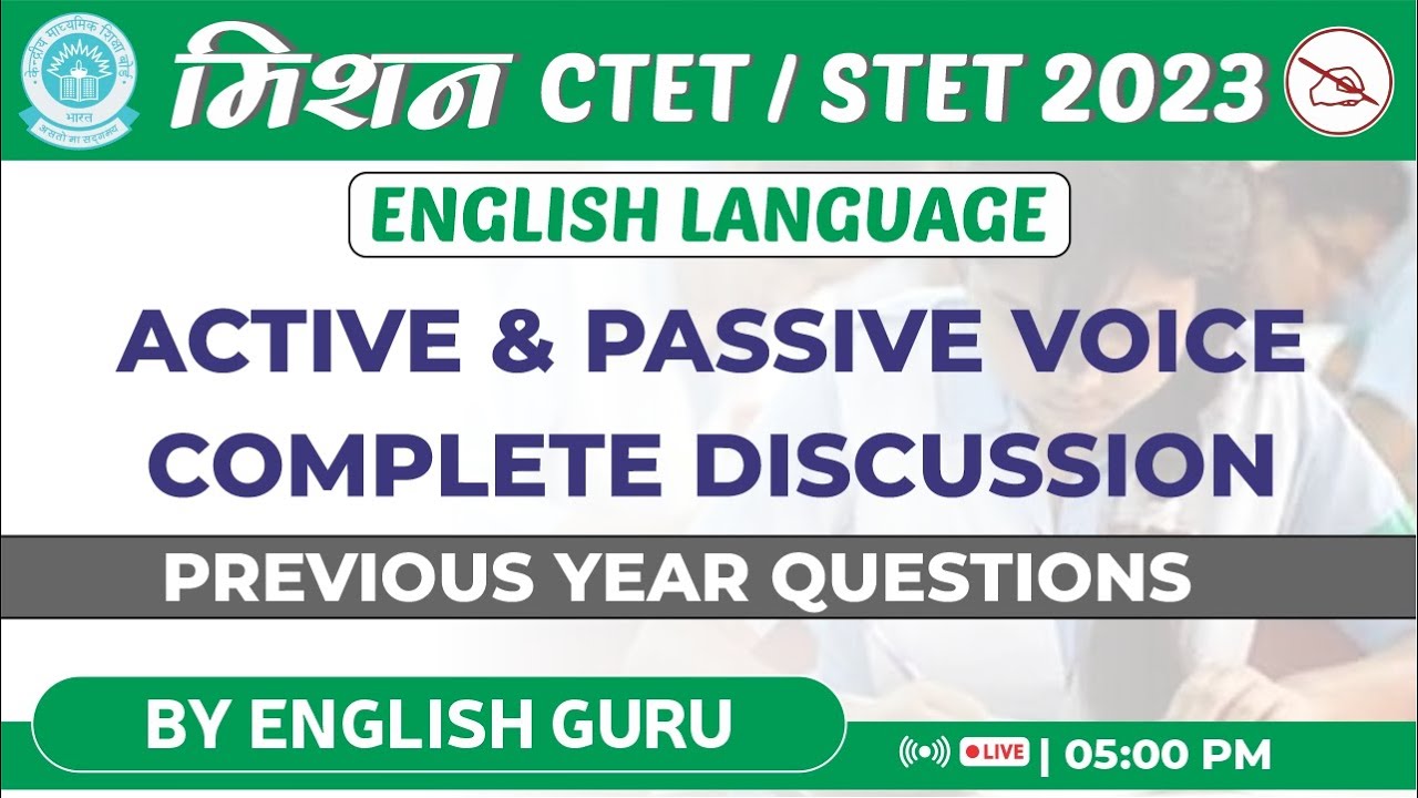 Mission CTET/STET 2023 | English Language | Active and Passive Voice ...
