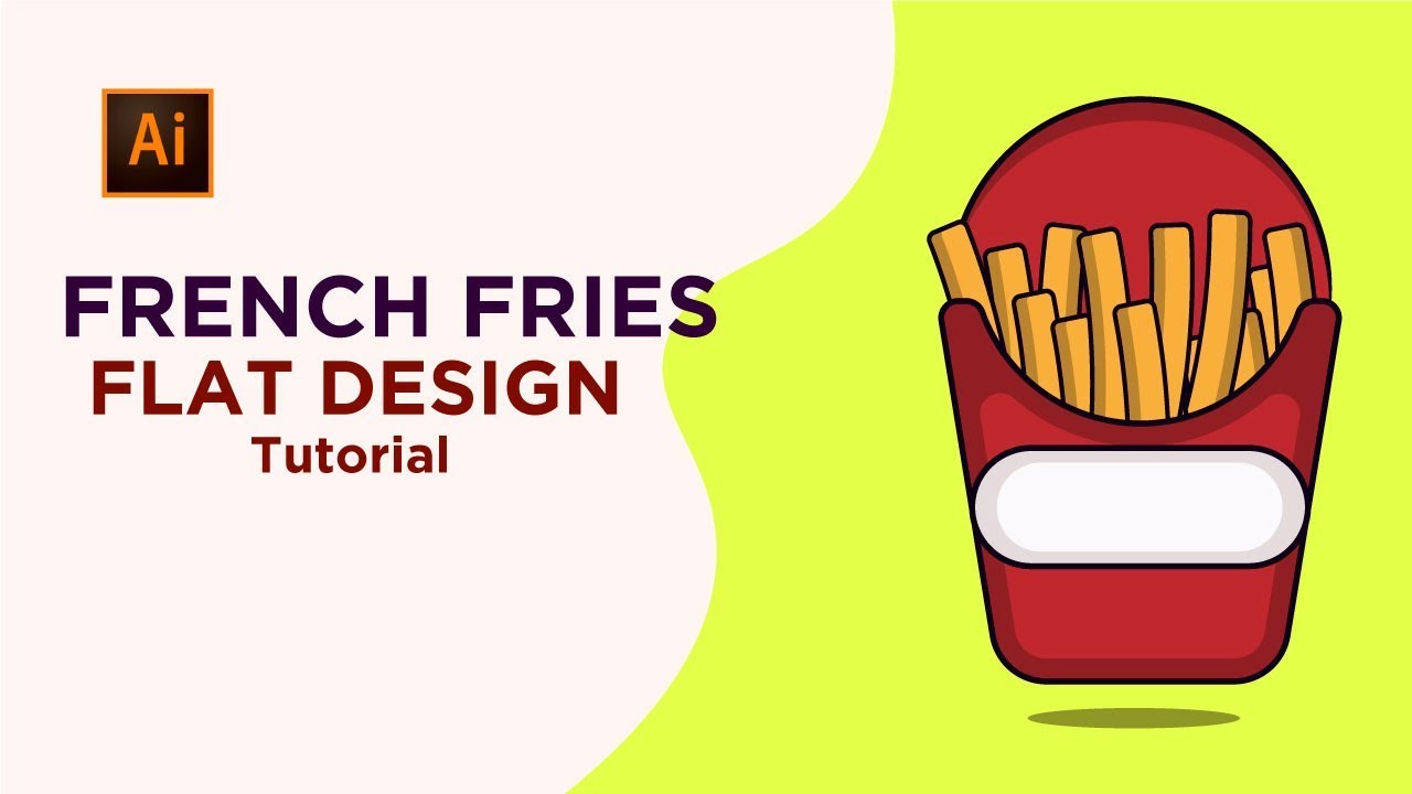Illustrator tutorial|Flat Design|French Fries|Logo design