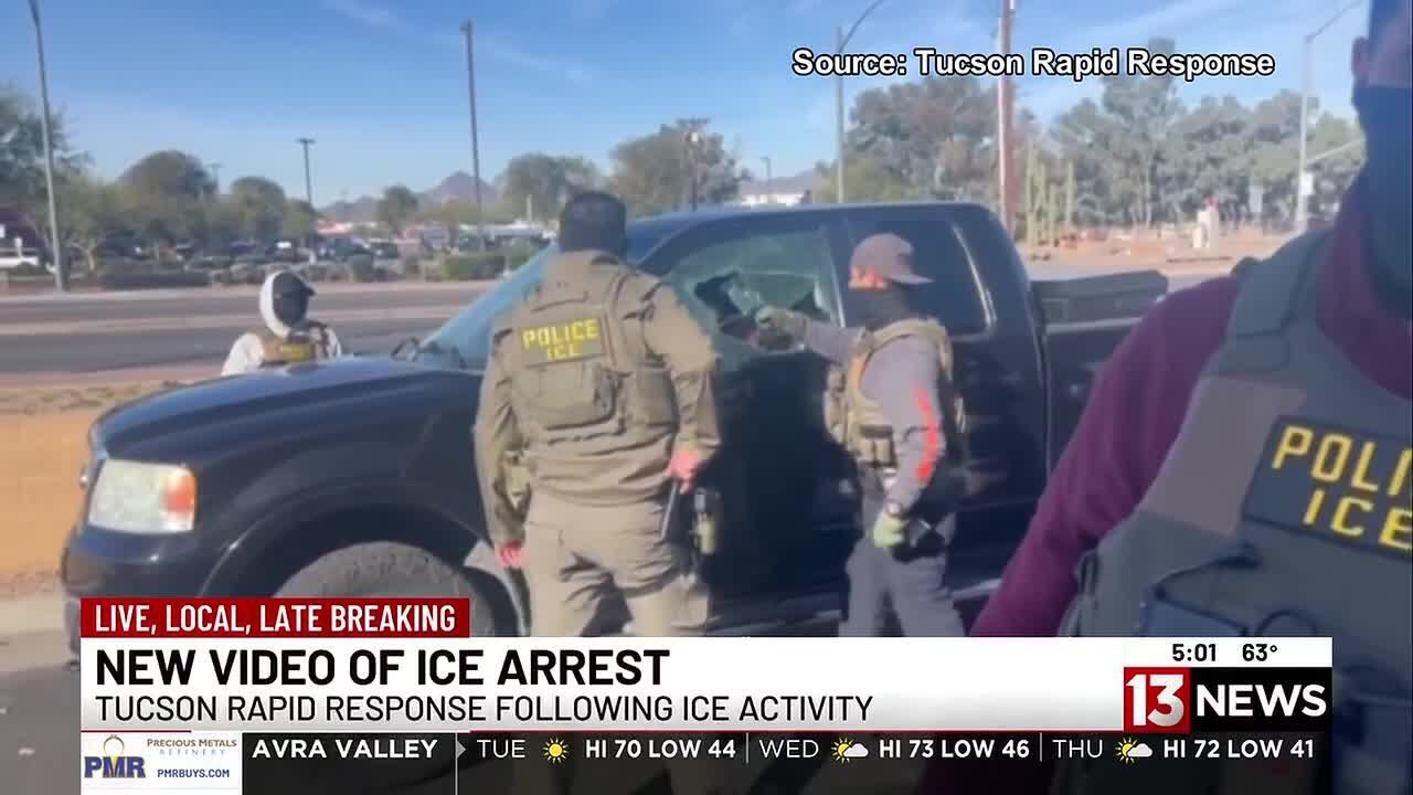ICE shatters truck window while arresting man in Tucson