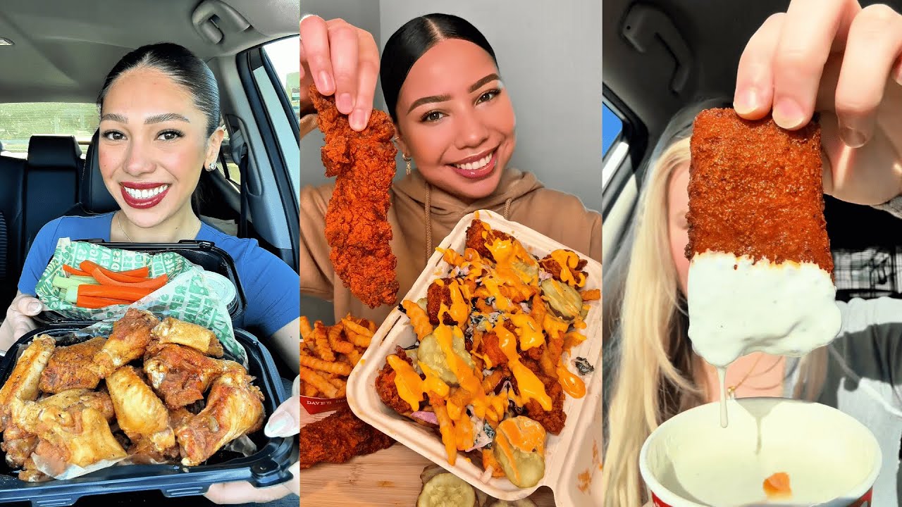 TikTok Mukbang Compilation | Wingstop, Chili's, Dave's Hot Chicken, In-N-Out & More!