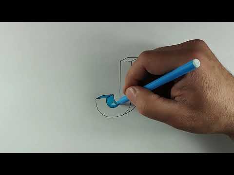 CETVELSİZ Üç Boyutlu J Harfi Çizimi - Three Dimensional Drawing of Letter J - 3D Çizim - 3D Drawing