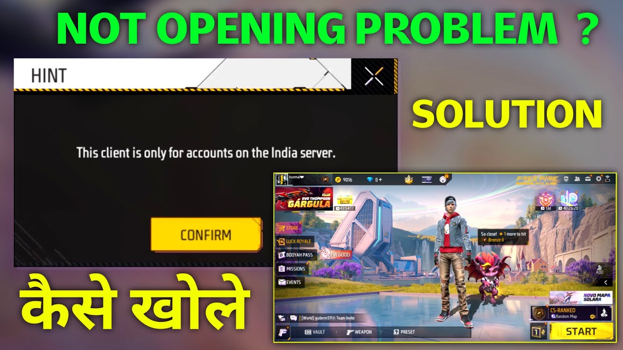 This client is only for accounts on the india server. Free Fire Not Opening Problem