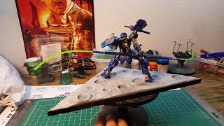 Gundam with moon base