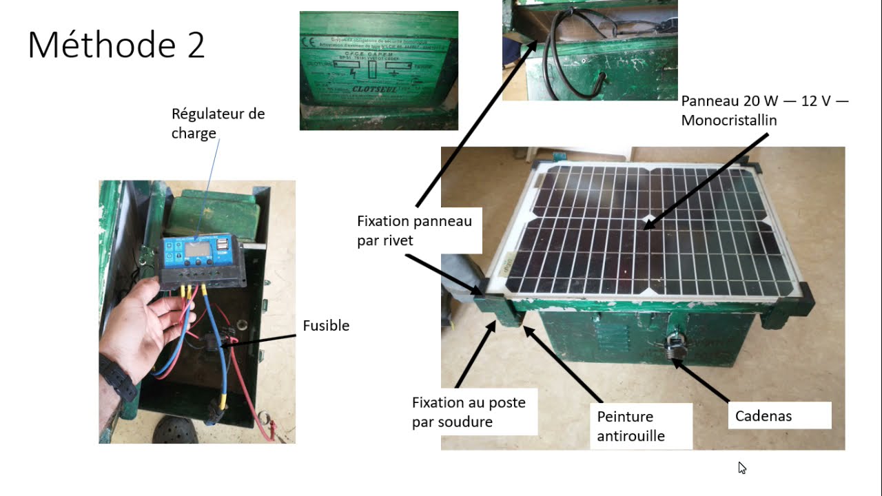 Electrificateur de clôture avec recharge par panneau solaire photovoltaïque  (Modification) 
