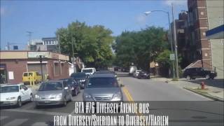 CTA #76 Diversey Avenue bus from Diversey/Sheridan to Diversey/Harlem (08-31-16)