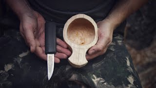 How to cut a mug from a tree. Yakut left-handed knife.