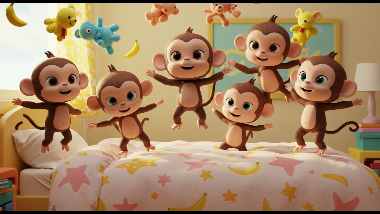 Five Little Monkeys | Counting & Action Song for Kids | Nursery Rhymes ...