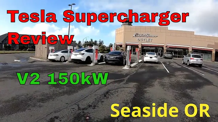 Tesla Supercharger Review Seaside Oregon, Version 2, 150 kW at the Seaside Outlet Mall