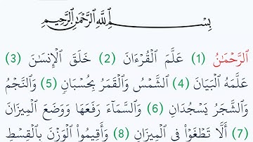 سورة الرحمن مكتوبة كاملة بالتشكيل بدون صوت