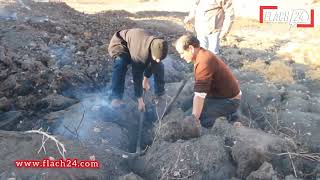 من بحيرة اكلمام نآيت خنيفرة Le feu de tourbe نار الخث الظاهرة الطبيعية التي اعتبرها البعض بركان حي