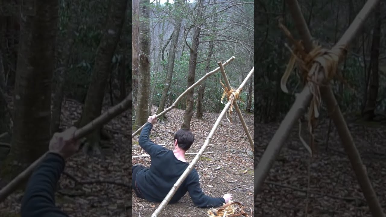 Building Survival Shelter In The Woods Bushcraft Camp Primitive Technology
