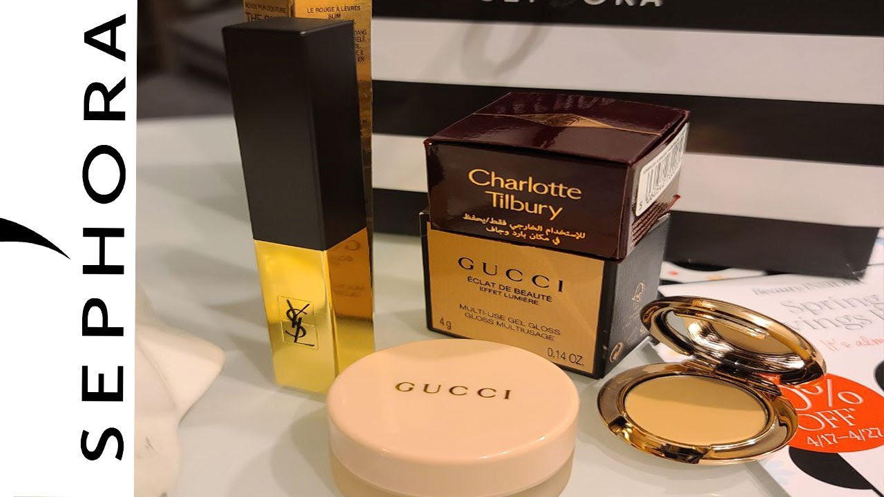 Gucci Éclat De Beauté Effet Lumière,YSL Rouge Slim Matte Lipstick,  Charlotte Tilbury Airbrush Powder - YouTube