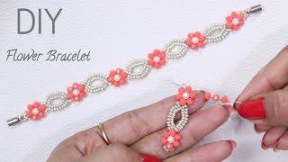 Adorable Blooms: Beaded Flower Bracelet Tutorial That You Will Love😍😍😍