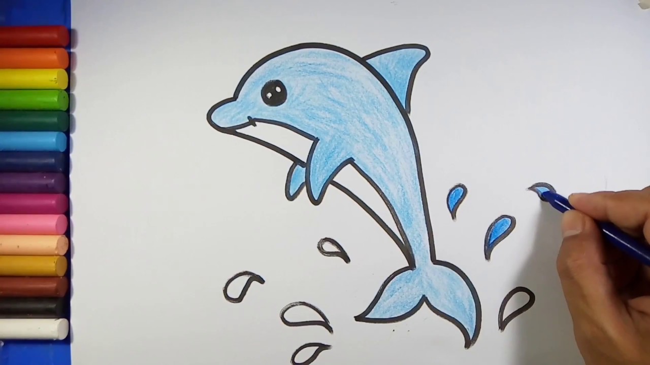 Easy and simple Dolphin Drawing - YouTube