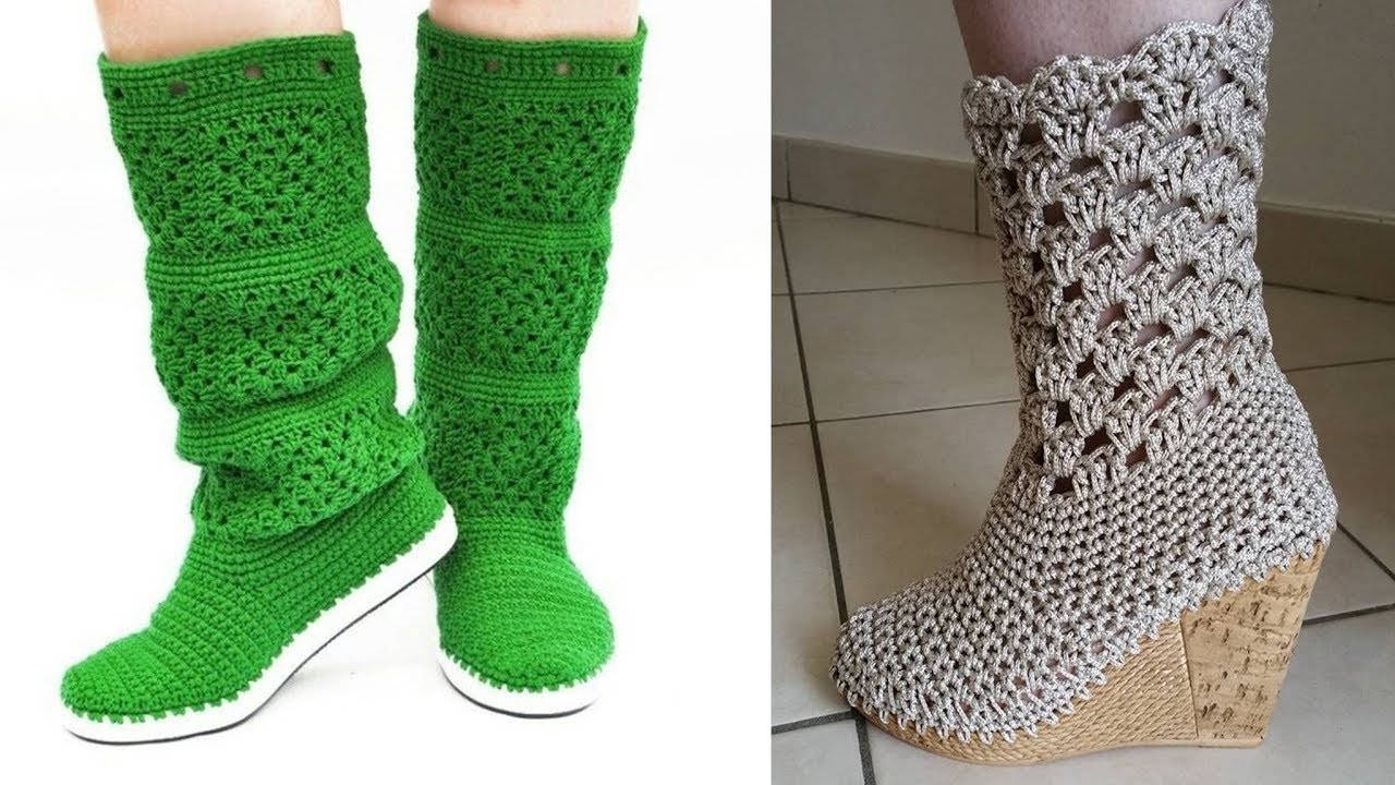 BOTAS DE MUJER Tejidos a Crochet - YouTube