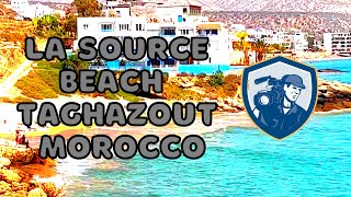 4K Video La Source Beach Taghazout Agadir Morocco - Calm Waves Sound Music Chill and Relax