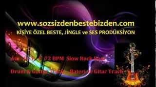 Gitar ve Bateri Altyapı Guitar and Drum Backing Track Am,G,F,E,72 BPM Slow Rock chords