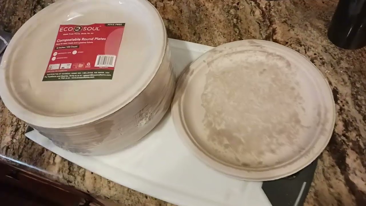 1720. ECO SOUL 100% Compostable 10 Inch Paper Plates Disposable Party Heavy Duty Eco-Friendly Sturdy