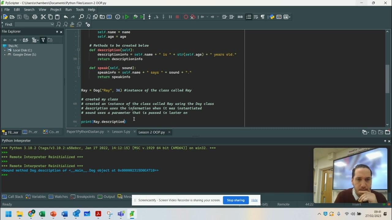 Intro to OOP (Object Oriented Python 3.10) - Lesson 2 - Classes ...