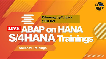 SAP ABAP on HANA cum S4 HANA Training | CDS Views with embedded ana. | contact@anubhavtrainings.com