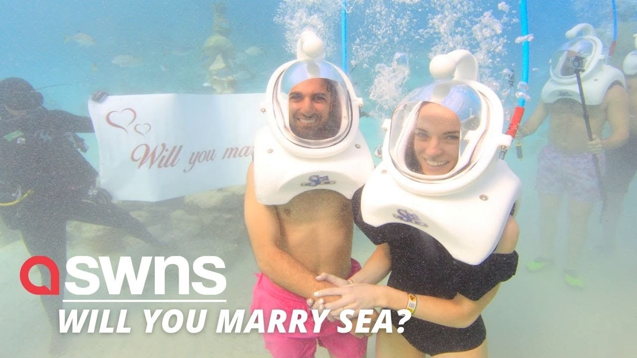 US man proposes to girlfriend underwater with an engagement ring hidden inside a conch shell | SWNS