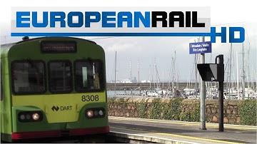 Iarnród Éireann Irish Rail DART 8100 EMU 8108 + 8138 + 8121 arrives at Dún Laoghaire