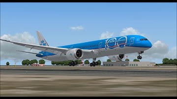 BOEING 787 10GE KLM 100TH ANNIVERSARY LIVERY LANDING AT BARCELONA INTL AIRPORT FS9 HD