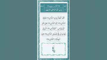 SURAH AN-NAS ( THE MANKIND ) سورة الناس | ARABIC TEXT | TRANSLATION |