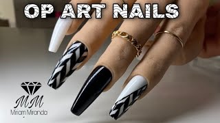 Op art Nails💅🏻 | diseño sencillo de salón🖤🤍 | diseño en uñas 2021💅🏻| colaboración