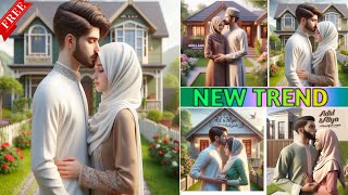 How to create 3d ai muslim couple love ❤ image creator |  Trending couple love photo editing screenshot 4