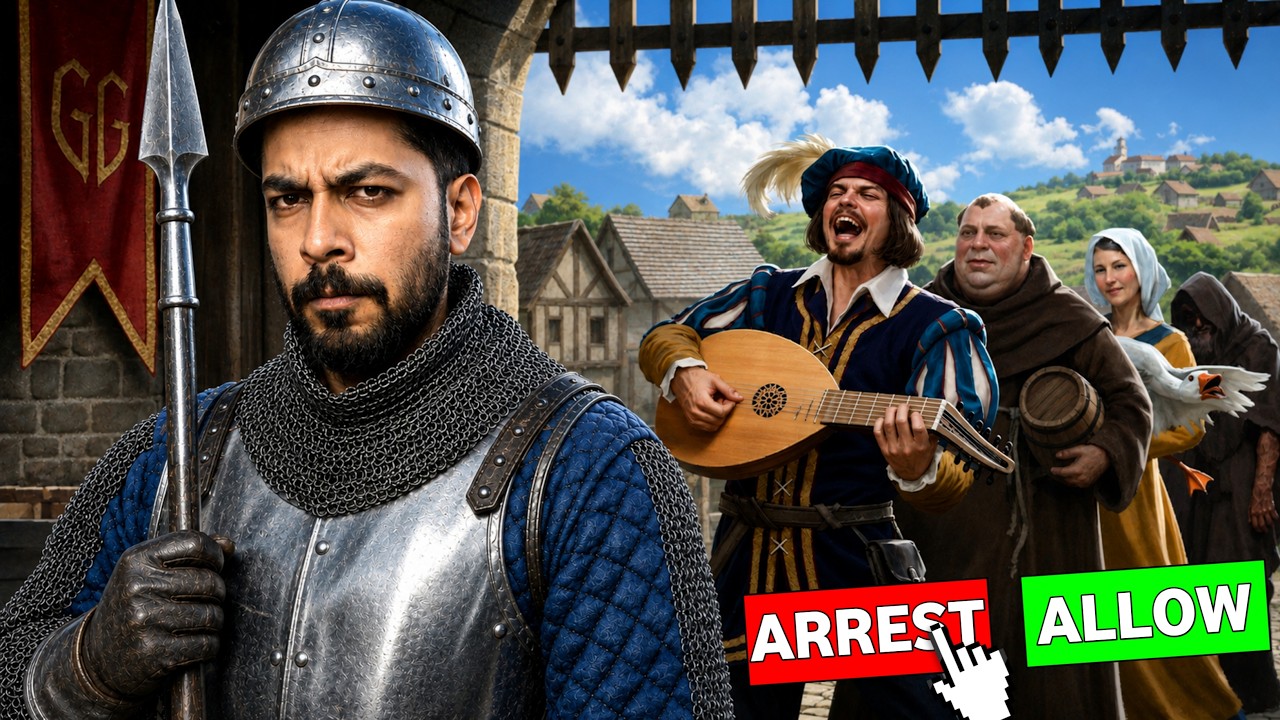 I BECAME A CASTLE GUARD TO CHECK VISITORS !! Gate guard simulator gameplay | Mr IG #1