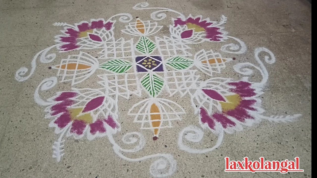 🌹 Flower rangoli collections 🌹4*4 dots 🌹 ஆடி மாத கோலம் 🌹 laxkolangal 🌹kolam 7🌹