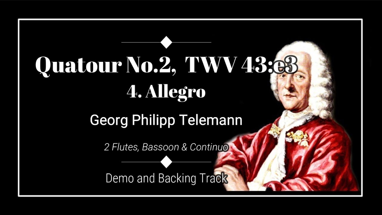 4. Allegro - 6 Quatuors, No.2, TWV 43:e3 - G. P. Telemann - Flute Demo and Backing Track
