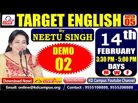 TARGET ENGLISH || NEW BATCH || ENGLISH|| DEMO-02 ||  BY NEETU MA'AM