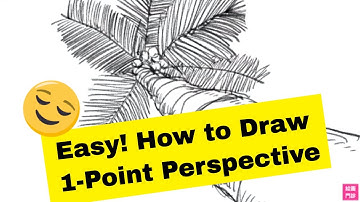 Easy 1 Point Perspective Drawing Tutorial - How To Draw Trees for Beginners - Drawing Clinic