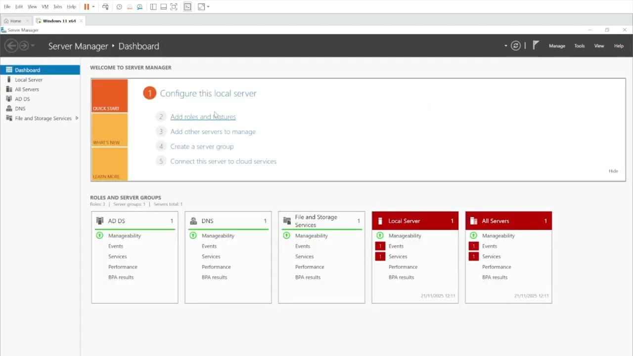 Active Directory Lab: promoting windows server to the domain controller