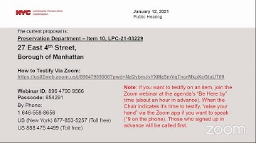 NYC LPC Public Hearing/Meeting 1/12/2021 Part 2