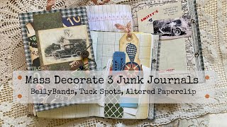 Mass Decorate Three Junk Journals - BellyBands, Tucks and an Altered Paperclip