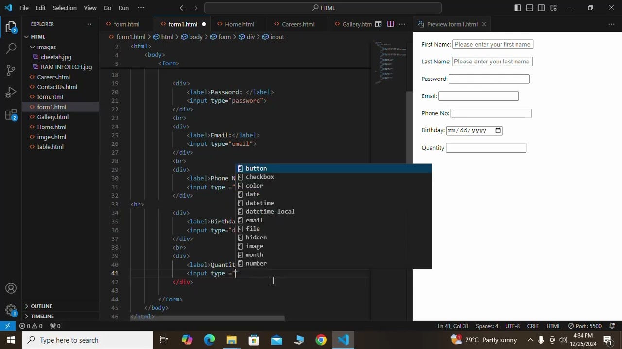 ASSIGNMENT 1: FORM CREATION IN HTML