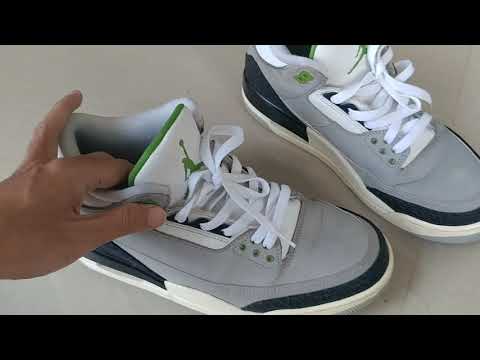 jordan 3 chlorophyll on feet