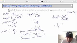 Video Notes: PreCalc - Unit 7 Lesson 7 -- Trigonometric Relationships & Identities ( Example 3)