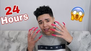 WEARING LONG ACRYLIC NAILS FOR 24 HOURS!!!
