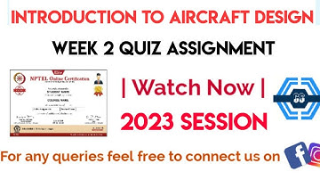 Introduction To Aircraft Design Week 2 Quiz Answers Solution | NPTEL 2023 | SWAYAM 2023