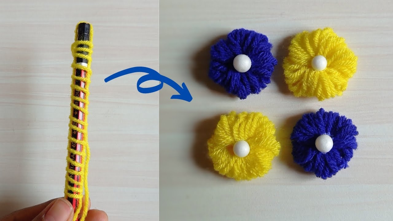 How to make Woolen Flower easy Woolen Flower kaise banaen YouTube