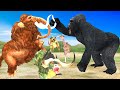 Mammoth vs king kong rescue gorilla bull wild animals from woolly mammoth elephant attack