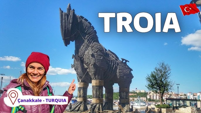 Canakkale Turquia Outubro 2016 Réplica Cavalo Tróia Madeira Cidade