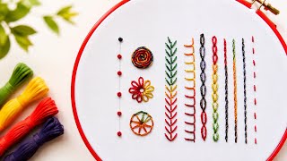 12 Essential Hand Embroidery Stitches Every Beginner Should Learn | Step-by-Step Tutorial