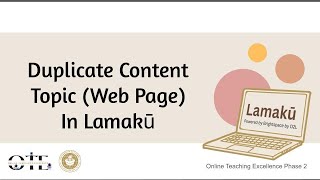 Duplicate Content Topic (Web Page) in Lamakū